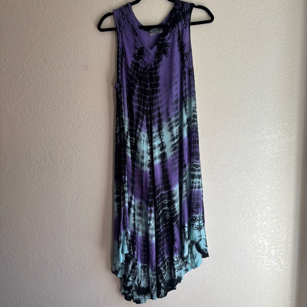 Whimsigoth Y2k Midi Asymmetrical Flower Dress Free Size/L Witchy Tie Dye